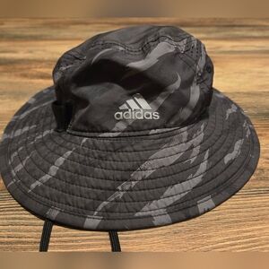 Unisex Adidas Black And Grey Patterned Bucket Hat